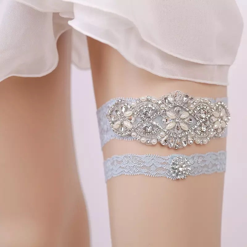 Gorgeous handmade gold rhinestone lace garter It’s perfect for your  special day! *Size Please measure ar…